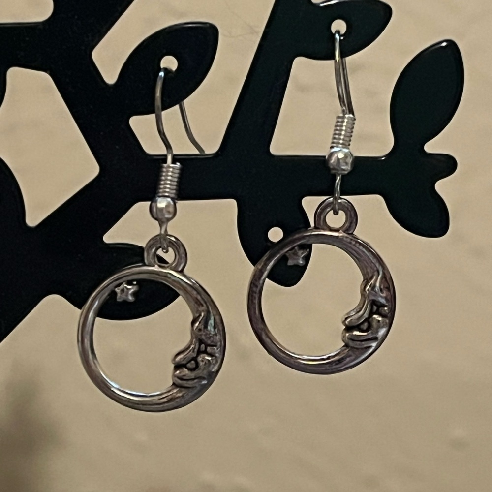 Silver moon earrings